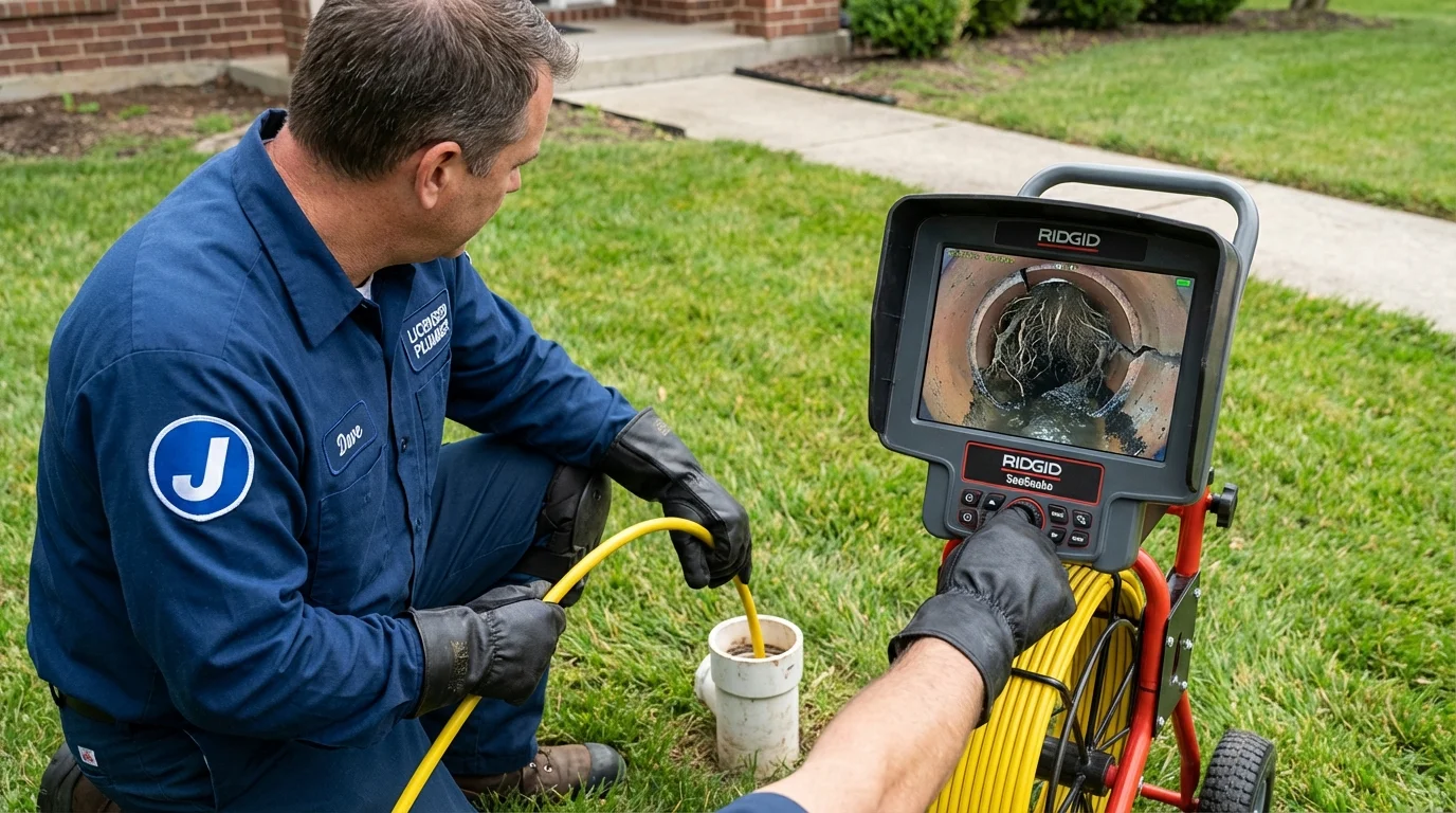 Sewer camera inspection being performed by Johns Plumbing LLC in Kula