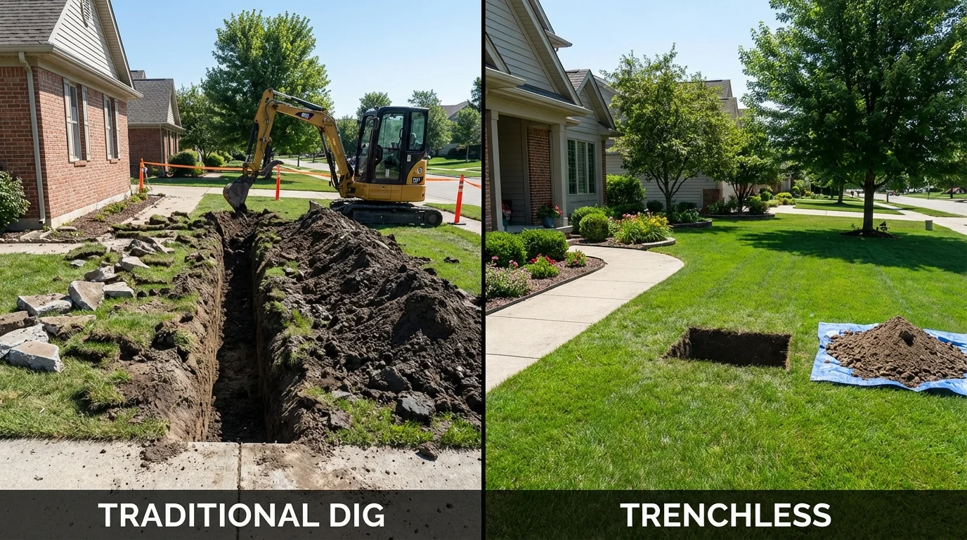 Trenchless sewer repair with minimal yard damage versus traditional excavation in Kula, HI